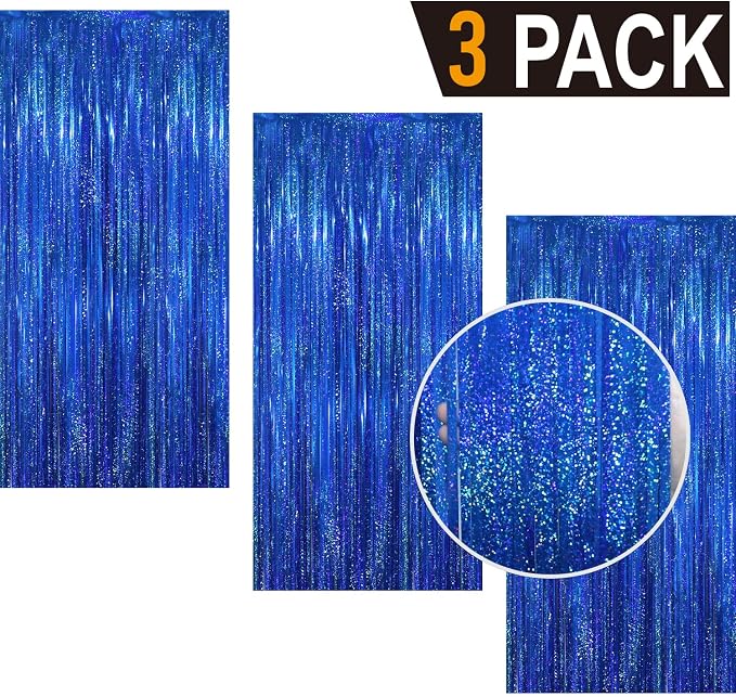 GOER 3.2 ft x 8.2 ft Metallic Tinsel Foil Fringe Curtains Party Photo Backdrop - Image 2