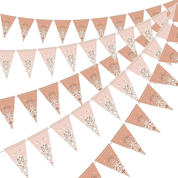 Boao 5 Pack Western Cowboy Party Decorations Bandana Pennant Banner Wild West by Boao