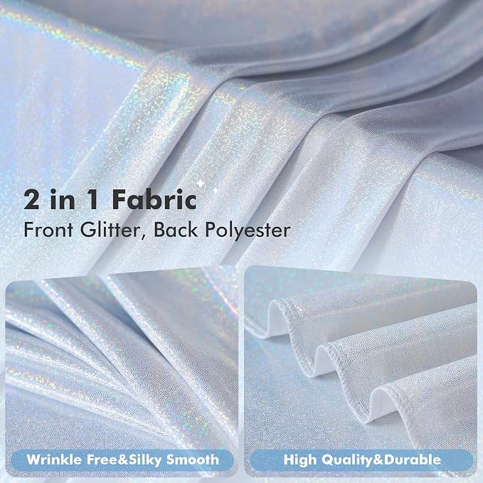 10x10ft Shimmer Silver Sequin Backdrop Curtain - Image 2