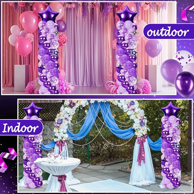 Gejoy 110 Pcs Purple Silver Balloons Column Stand Kit Adjustable Tower Stand - Image 7