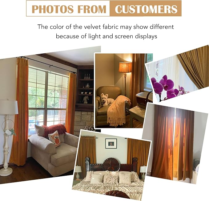 Beauoop Brown Velvet Curtains for Bedroom Living Room 52x96 2 Panels | Soft - Image 6