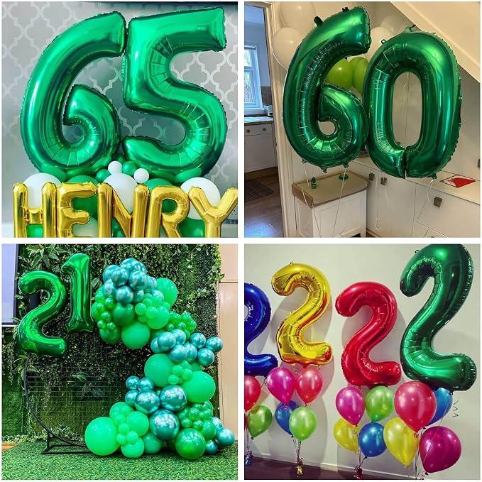 Number 40 Dark Green Balloons 40 Inch Giant Green 40 Numer Foil Helium Balloons - Image 3