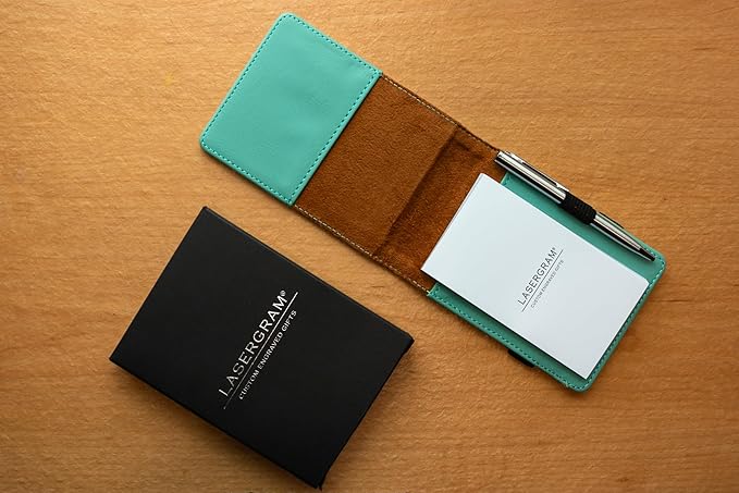 LaserGram Mini Padfolio with Notepad and Pen, Golfer Golfing, Personalized Engraving Included (Teal)