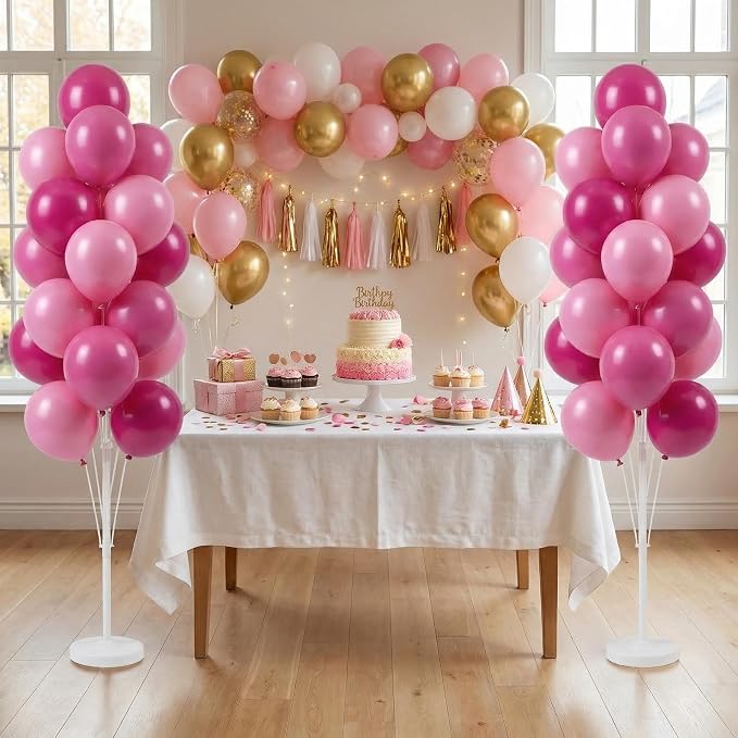 HIINS 2 Set Pink Balloon Tower Stand, 5FT - Image 7