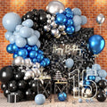 Metallic Blue and Black Balloon Arch Garland Kit by Paeyeq