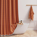 48 x 72 Boho Linen Heavy Duty Cloth Shower Curtain Set, Burnt Orange | Stall by ShowerCurtain