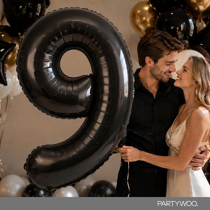 PartyWoo Number Balloons 40 Inch Black Number 9 Kit 25pcs - Image 9