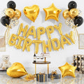 29PC Gold Happy Birthday Balloon Banner, 16 Inch 3D Aluminum Letter Banner Sign by Paready
