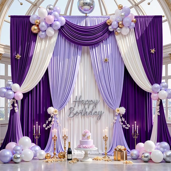 10ft×12ft Wrinkle Free Purple Backdrop Curtain - Image 2