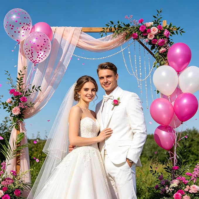 100pcs Pink Confetti Balloons 12 Inch Clear Latex Balloon - Image 6
