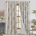 jinchan Floral Linen Curtains Lined 108 Inch Farmhouse Back Tab 2 Panels | by JINCHAN