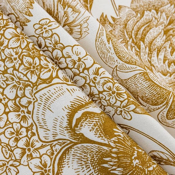 Vintage Tan Floral Curtains - Image 6