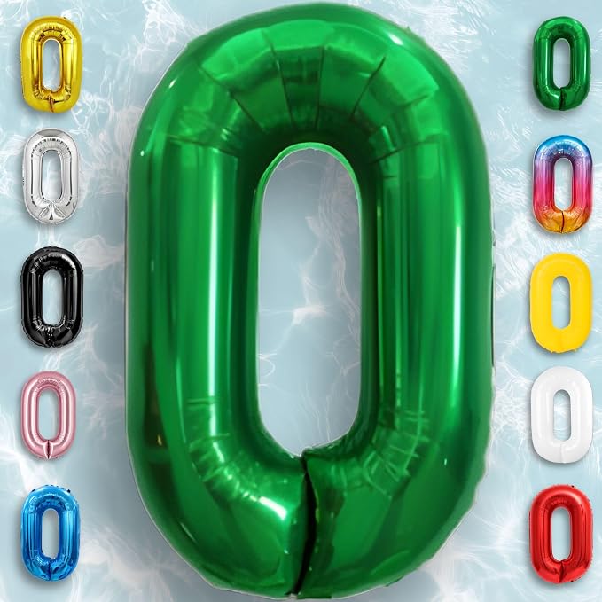 Green Number Balloon 0 Mylar Foil Balloons 32 inch - Image 4