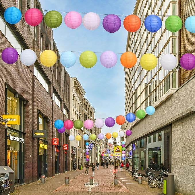 LIHAO 20PCS Colorful Paper Lanterns Party Decorations, 8 inch | Chinese - Image 3