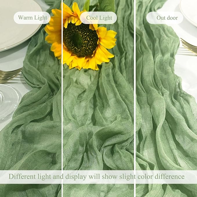 20Pack Sage Green Cheese Cloth Table Runner 20x120inch Gauze Table Runners | - Image 7