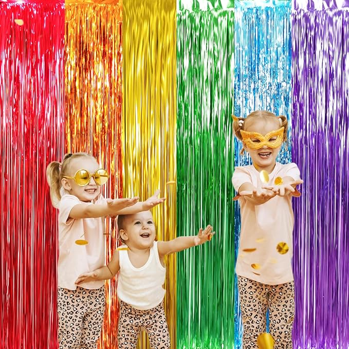 GOER 3.2 ft x 8.2 ft Metallic Tinsel Foil Fringe Curtains Party Photo Backdrop - Image 2