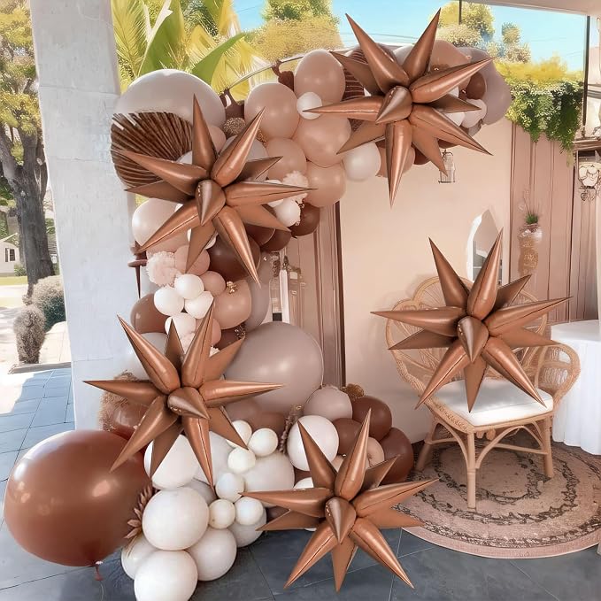 72 PCS Chocolate Color Star Balloons, Big 26 Inch Foil Balloons Explosion - Image 6