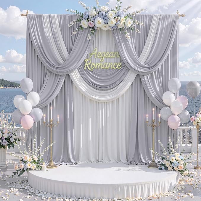 10 ft x 10 ft Wrinkle Free Silver Backdrop Curtain - Image 8