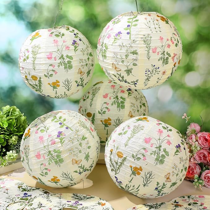 Honoson 12 Pcs Wildflower Paper Lanterns Spring Floral Wildflower Party - Image 6