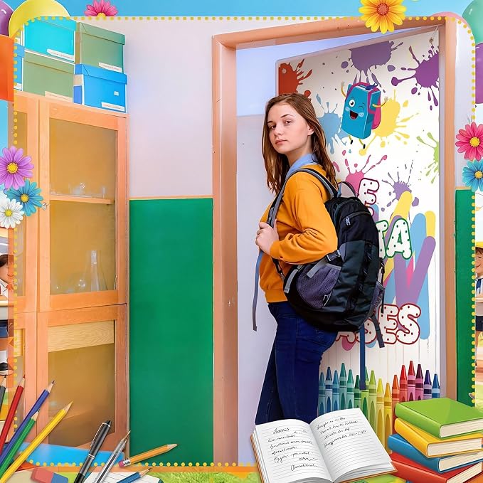 HunnmingRe De Vuelta a Clases Crayon Classroom Door Decor Bienvenidos Banner En - Image 5