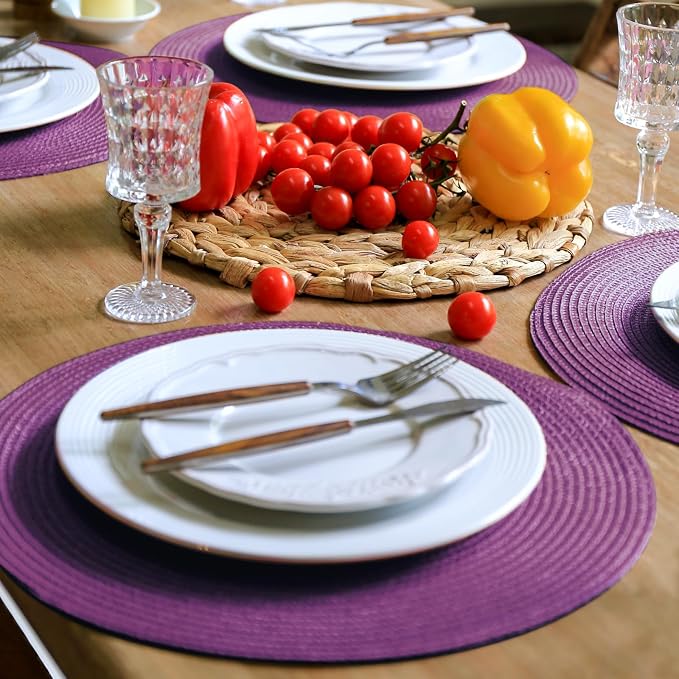 FunWheat Round Braided Placemats Set of 4 Table Mats - Image 4