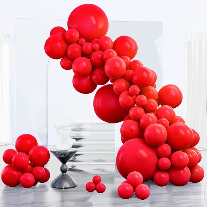 PartyWoo Red Balloons 123pcs Different Sizes of 18 12 10 5 Inch | Balloons by PartyWoo