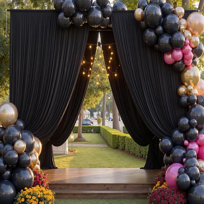 40ftx12ft Black Wrinkle Free Backdrop Curtains - Image 3