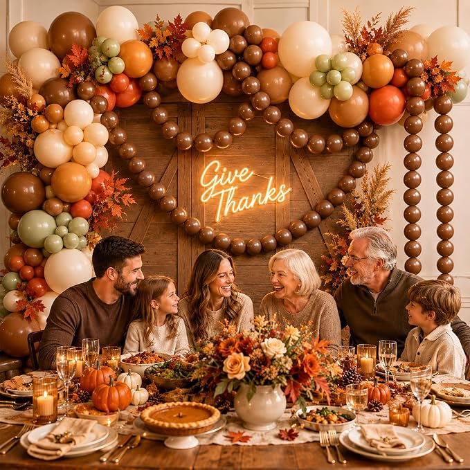 Dark Brown Linking Balloons, Fall Thanksgiving Woodland Harvest Boho Birthday - Image 3