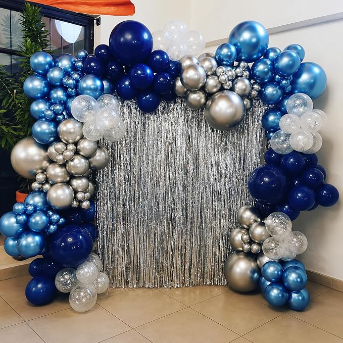 Metallic Blue Silver Balloon, 60 Packs 12 Inch Different Shades Chrome Blue - Image 6