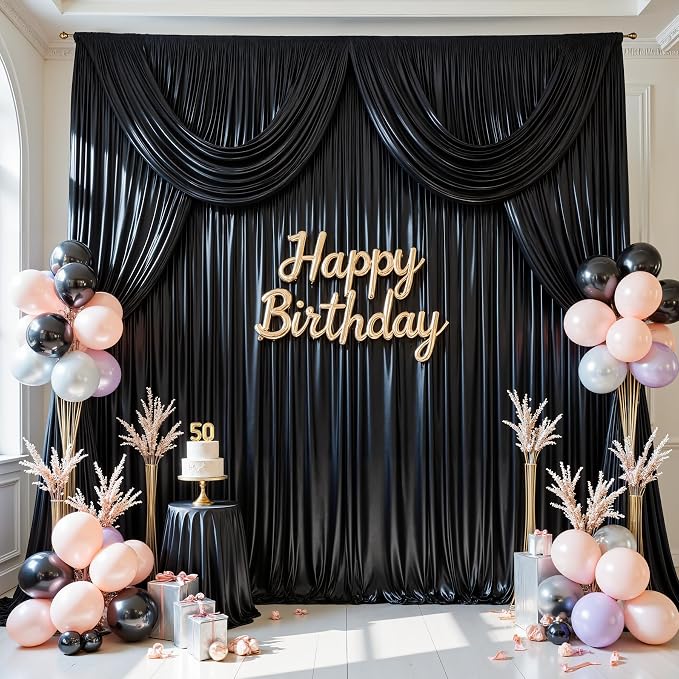 10x10ft Black Glitter Backdrop Curtain - Image 3
