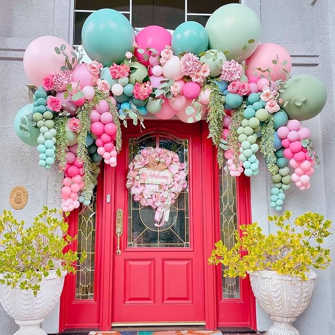 Pink Blue Green Balloons, Pastel Balloon Blush Pink Sage Green Dusty Blue Ivory - Image 4