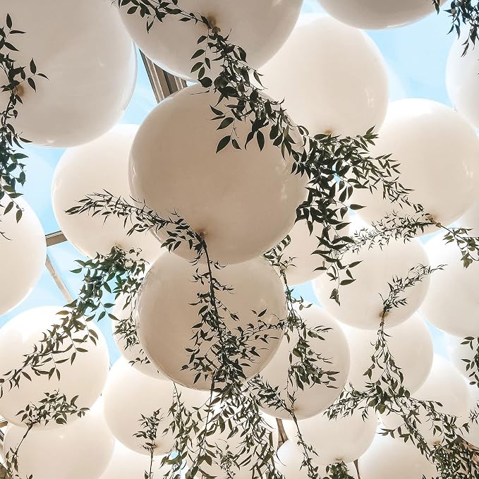 Voircoloria 105pcs White Party Latex Balloons, 12inch | - Image 6