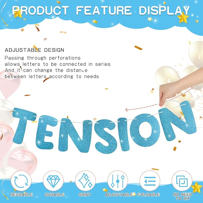 Retirement Banner Pre-Strung GOODBYE TENSION HELLO PENSION Banner Glitter - Image 3