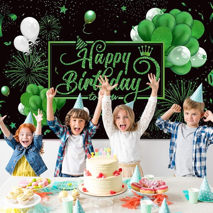 Blulu Happy Birthday Backdrop Banner Sign Poster Large Fabric Glitter Balloon - Image 6