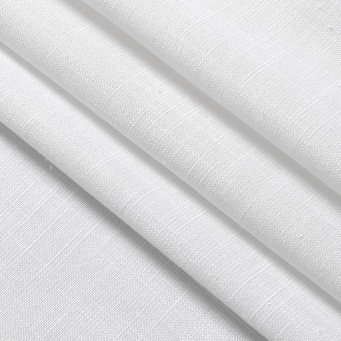White Small Linen Textured Curtains 24 Inch Length Light Filtering Semi Sheer - Image 7