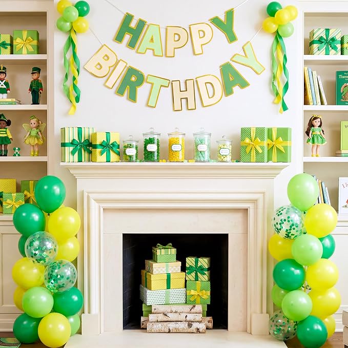 Pre-Strung Happy Birthday Banner Sage Green Party Decorations | adjustable cord - Image 6