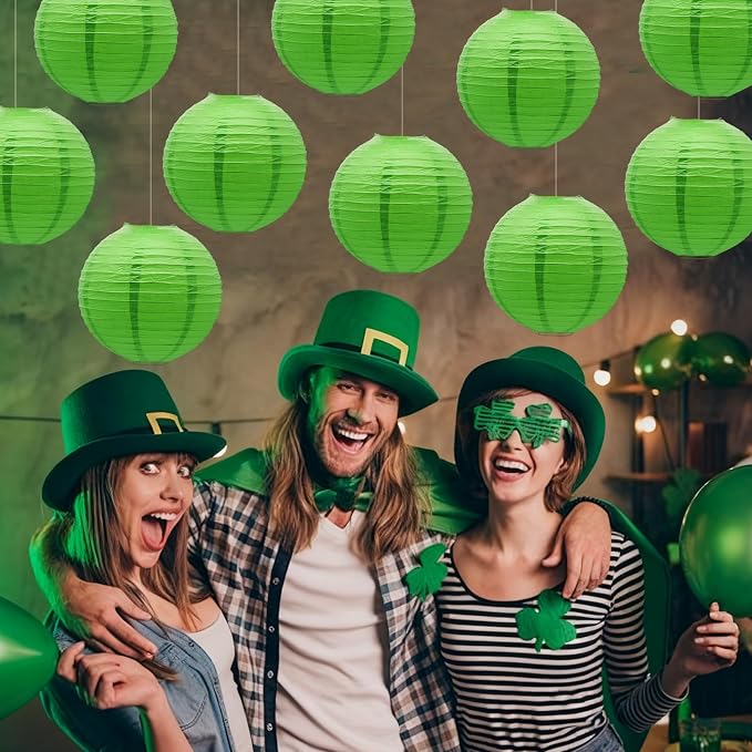 Green Paper Lanterns Decorative Hanging Chinese Ceiling Party Supplies - Image 6