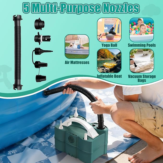 PCFING Balloon Pump Electric, Portable 3-in-1 Air Pump Inflator Blower Machine - Image 4