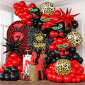 Red Black Balloons Garland Arch Kit, 4D Cheetah Print Mylar Balloons by Togvu