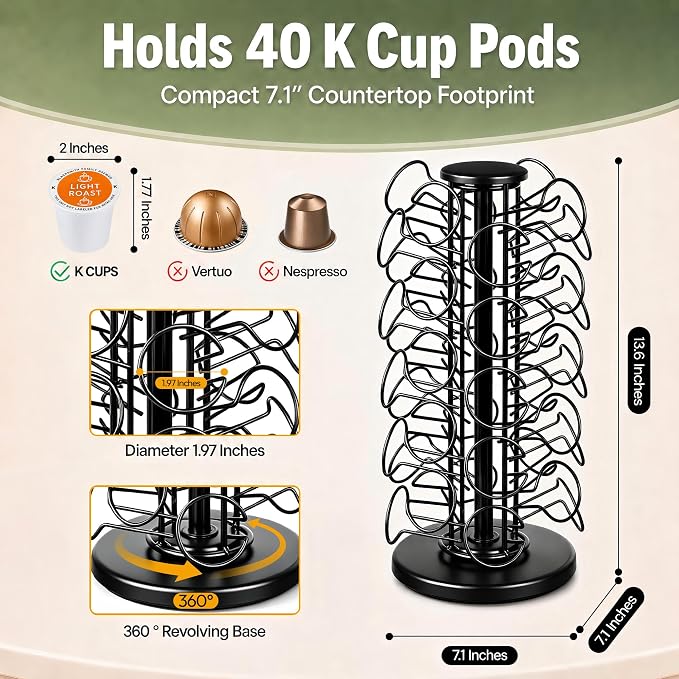 Coffee Pod Holder for 40 Pods, K Cup Holder Organizer - Image 2
