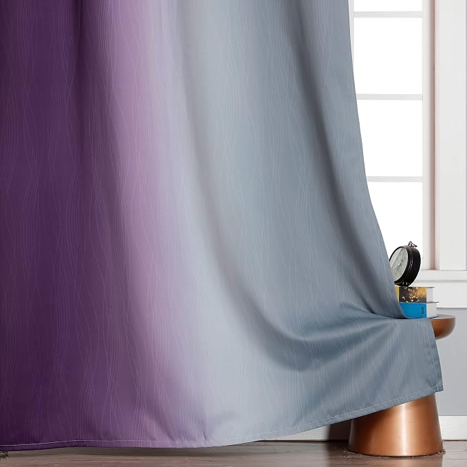 Purple and Grey Ombre Blackout Curtains 102 Inches Long - Image 6