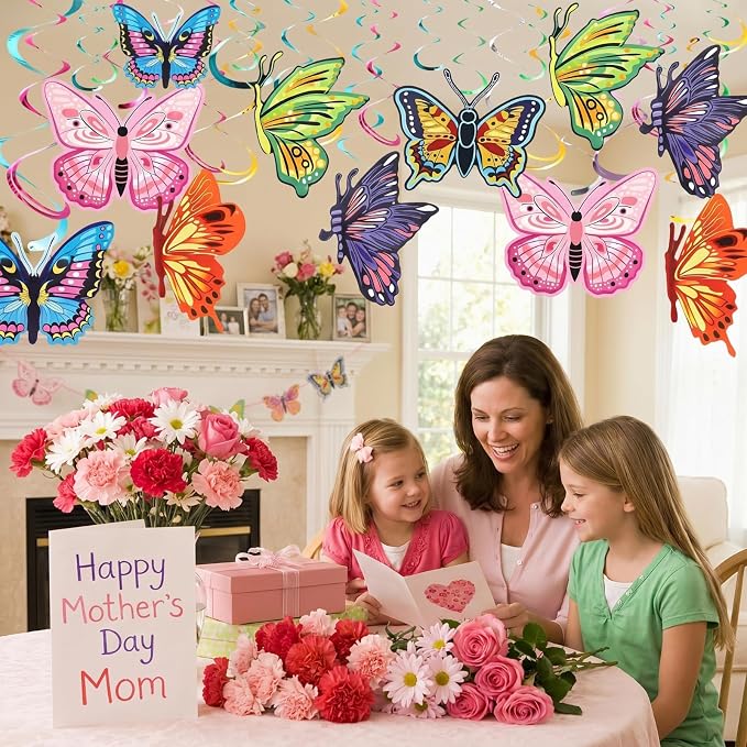 36 Pcs Summer Butterfly Party Decoration Hanging Ceiling Swirl Streamer Large - Image 3