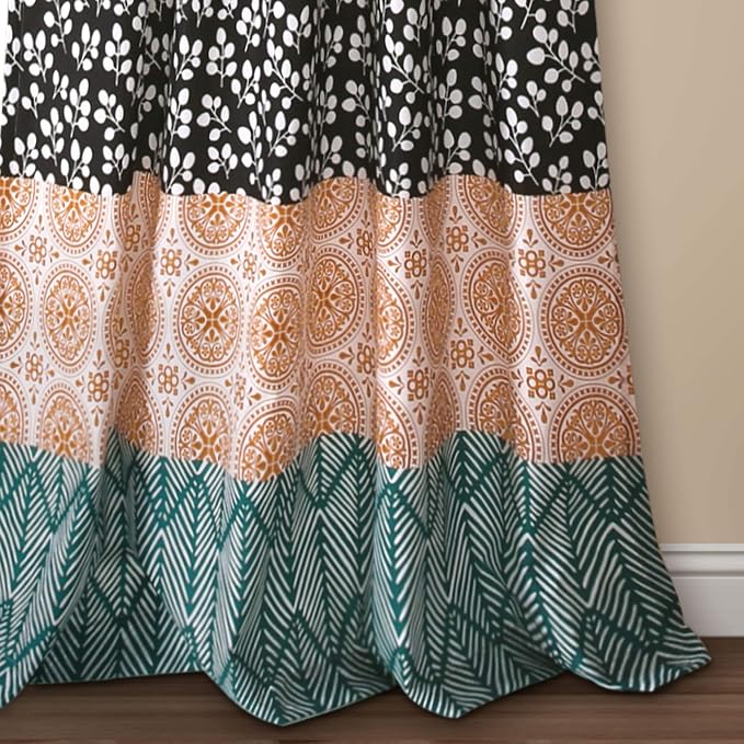 Lush Decor Bohemian Stripe Window Curtain Panels, Pair 52" W x 108" L Turquoise - Image 4