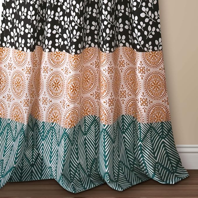 Lush Decor Bohemian Stripe Window Curtain Panels, Pair 52" W x 84" L Turquoise - Image 4