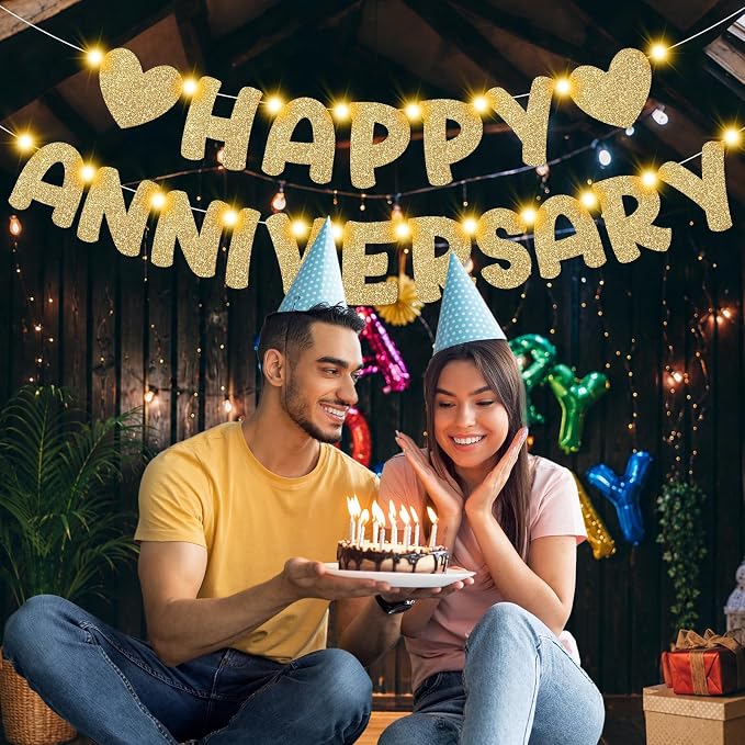 Wedding Anniversary Party Decorations, Lighted Anniversary Banner | Pre-strung - Image 3