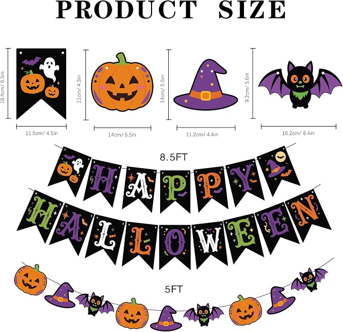 Halloween Banner Spooky Horror Bunting Garland Party Decorations - Image 2