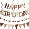 Kriyokiaa Retro Brown Happy Birthday Banner Set by Kriyokiaa