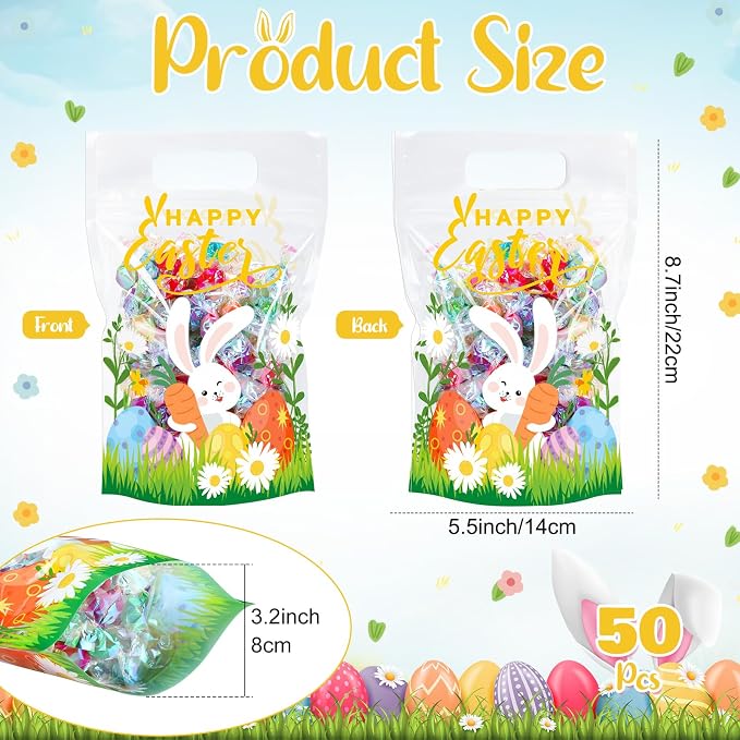 50 Pcs Easter Self Sealed Pouches Clear Sealing Pouches - Image 2