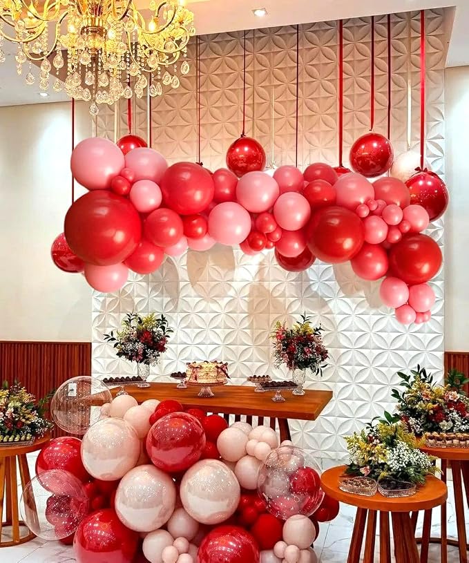 Pink Red Balloons Valentines Balloons 60pcs 12 Inch Red and Pink Latex Balloon - Image 5