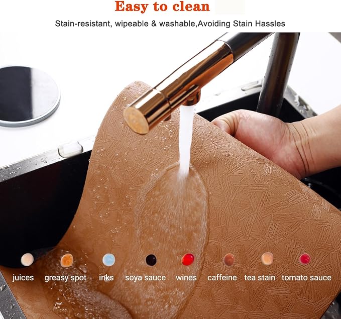 Vinyl Placemats Set of 6 Heat Resistant Easy Clean Non-Slip Place Mats - Image 4